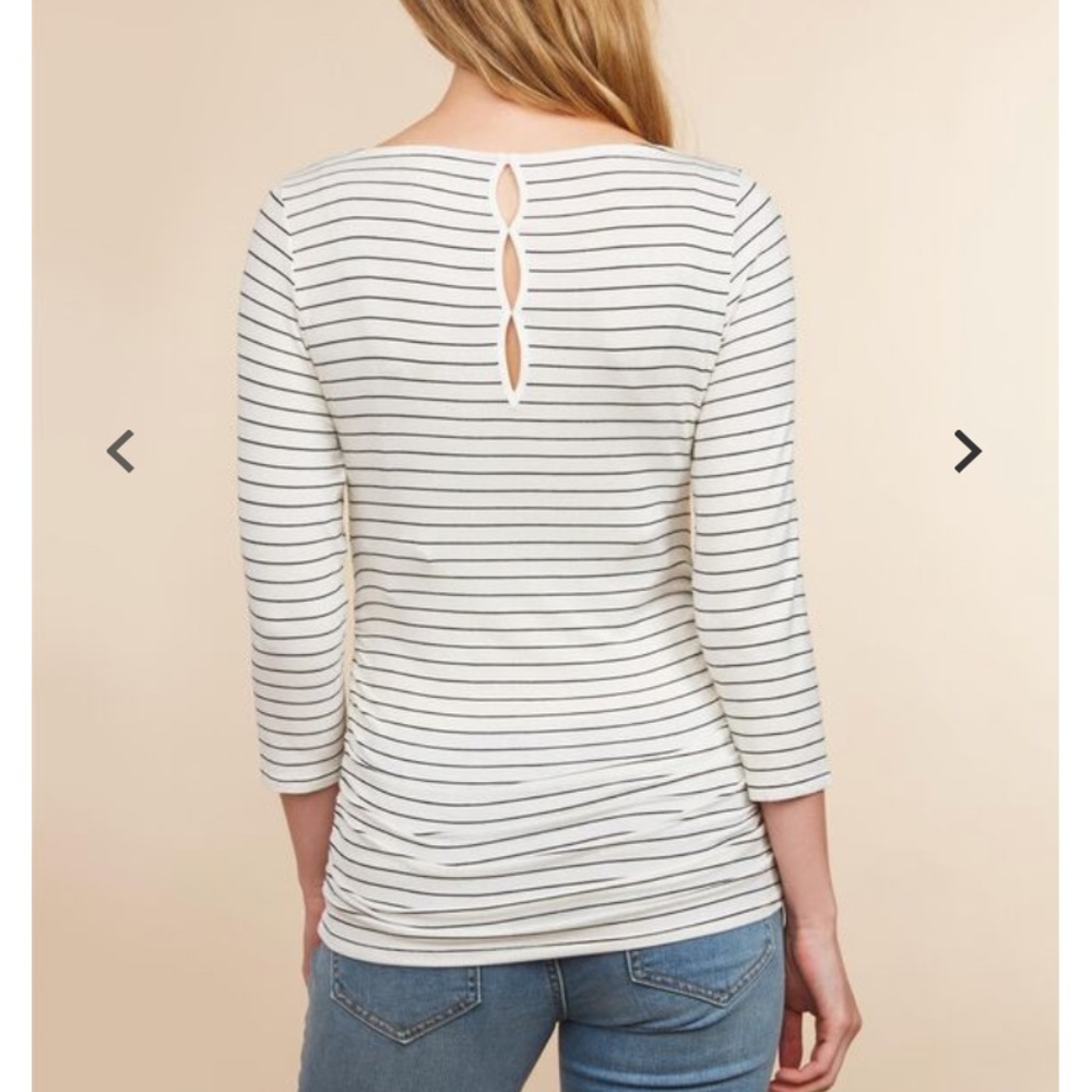 Striped Ruched Maternity Top - Picture 2 of 6